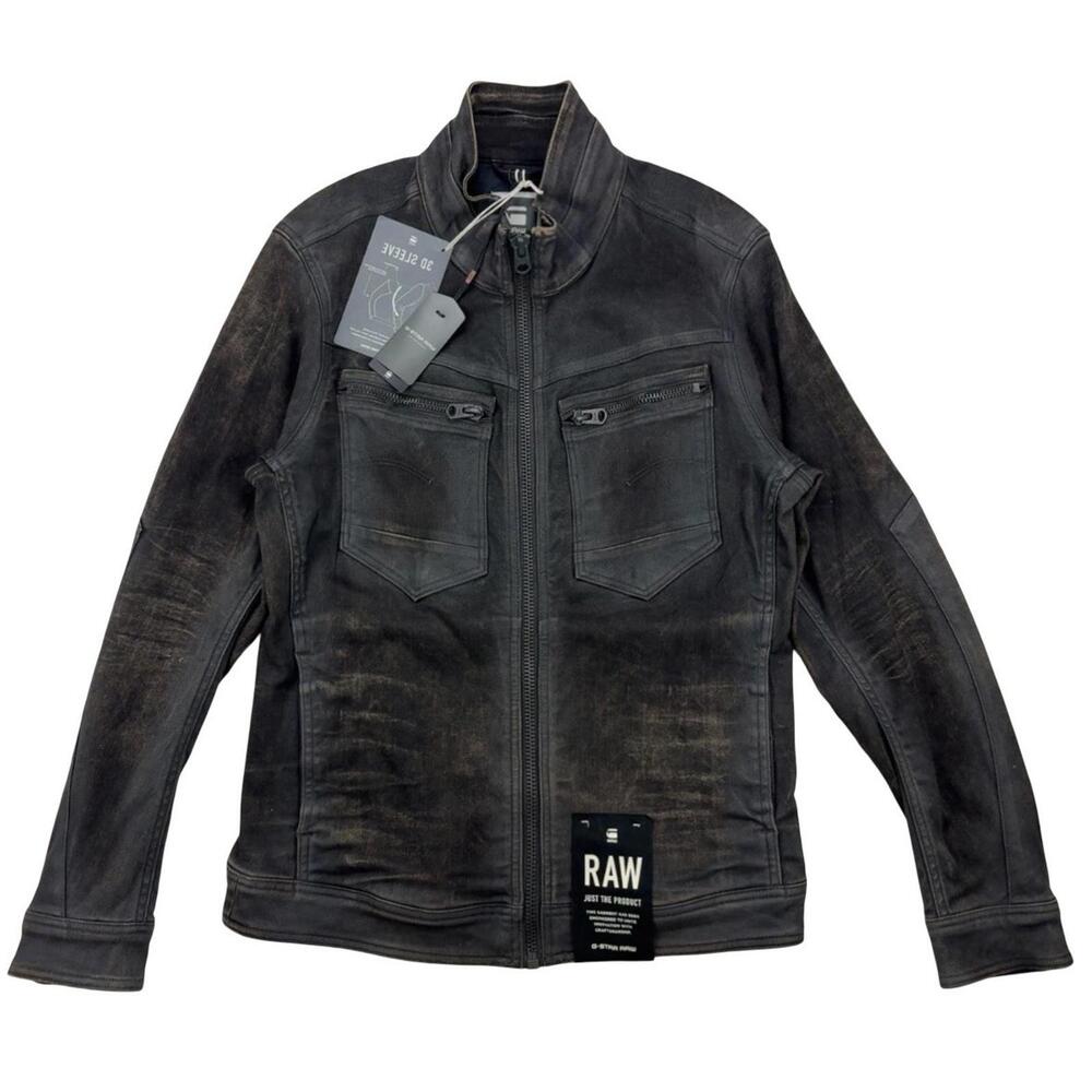 G-Star Raw Arc Zip 3d Slim Denim Jacket Dark Aged Cobbler Grey Size Xl